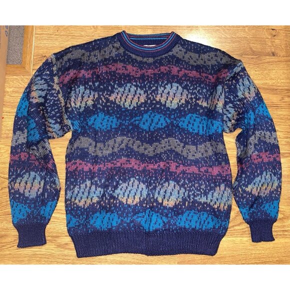 Vtg 1991 Saturdays NYC Mens Multicolored Abstract Sweater Mens Large - Picture 1 of 5
